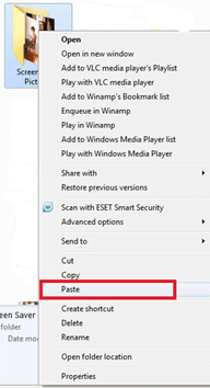 Windows Action Menu, Paste